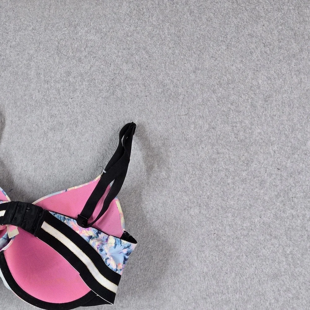 PINK Victoria's Secret Women Bra 36D Blue Tie Dye Wear Everywhere Push Up